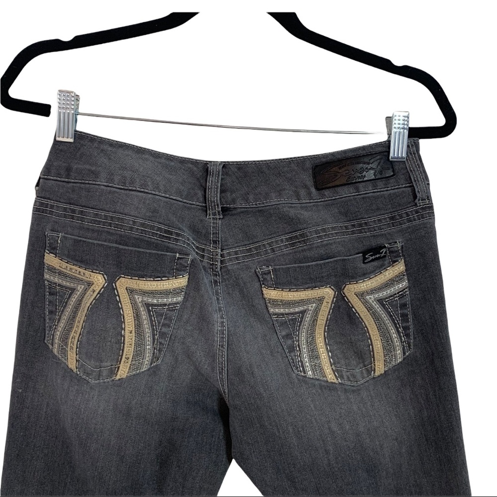 Seven7 Jeans‎ Womens 29 Skinny Gray Denim Embroidered Pockets.